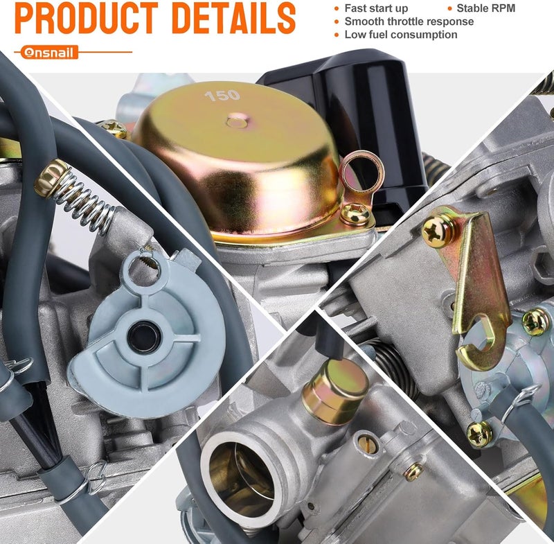 Onsnail 150cc gy6 carburetor PD24J for 4 Stroke Engines 125cc 150cc 152QMJ 157QMI 24mm for Motorcycle Scooter ATV Go Kart with Electric Choke Intake Manifold - Image 3